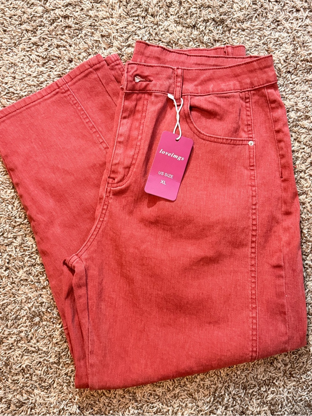Love Coral-Red High Rise Women’s Jeans
